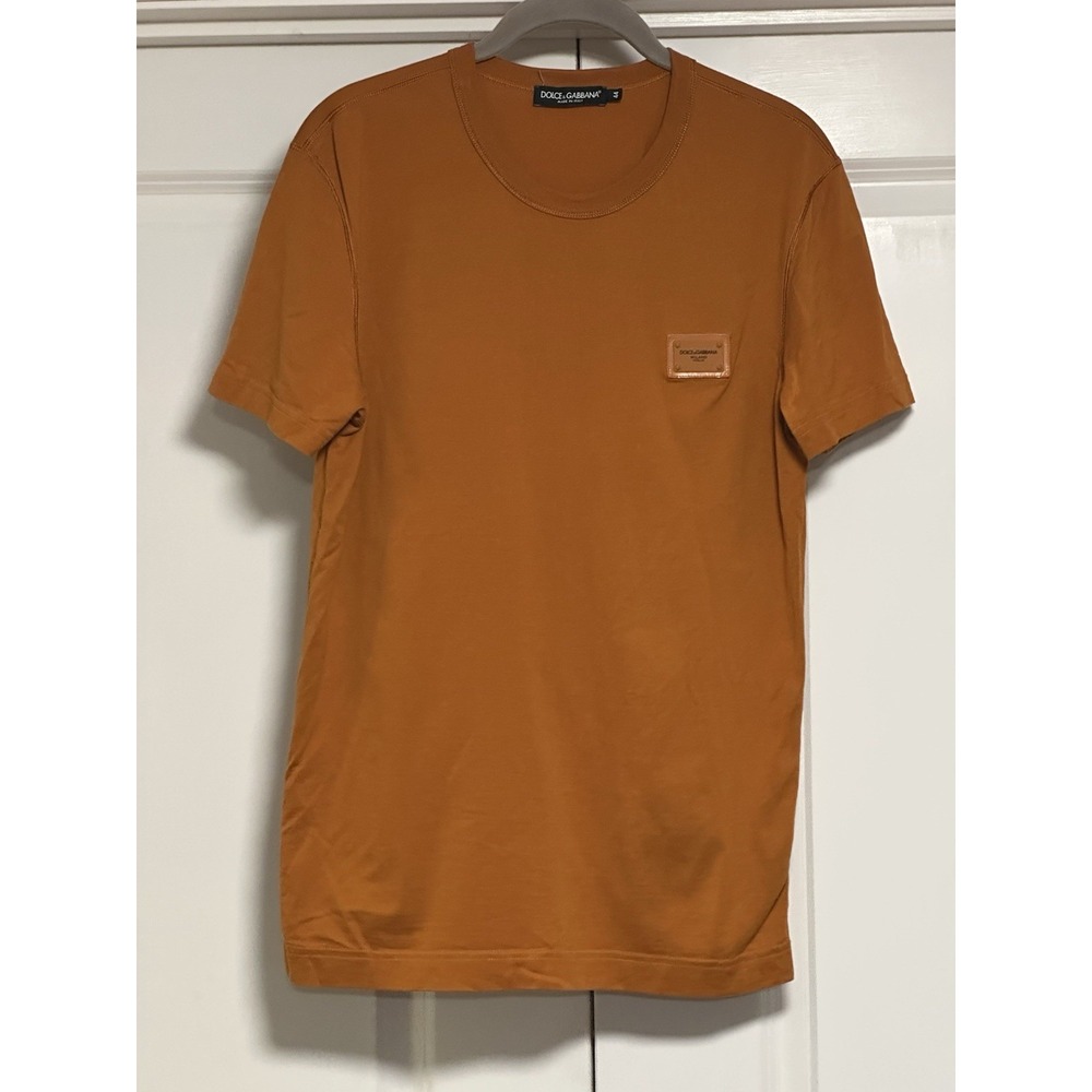 Dolce & Gabbana, Mens Crew Neck Logo T-Shirt, Orange, Size 44/Medium‎